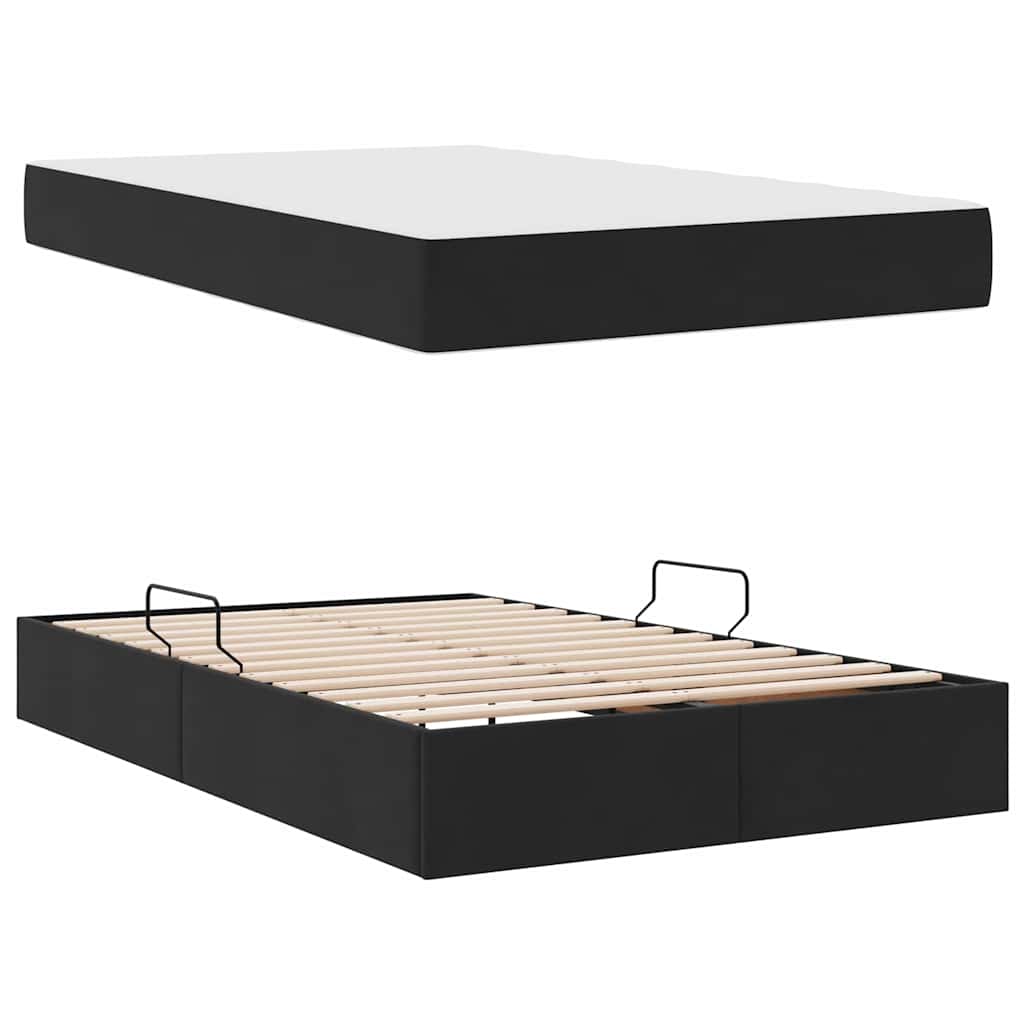 Letto con contenitore e materasso Nero 120 x 200 cm Velluto | homemem39
