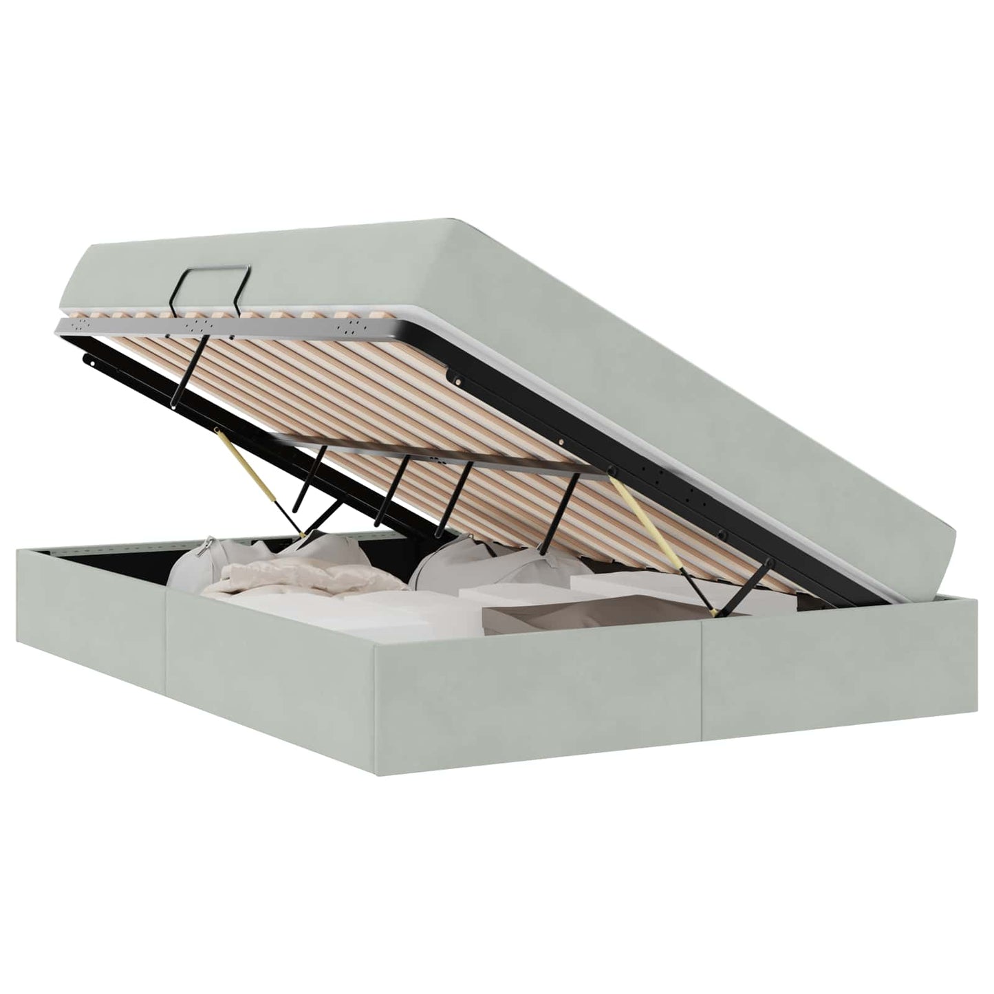 Letto con contenitore e materasso Grigio chiaro 140 x 190 cm | homemem39