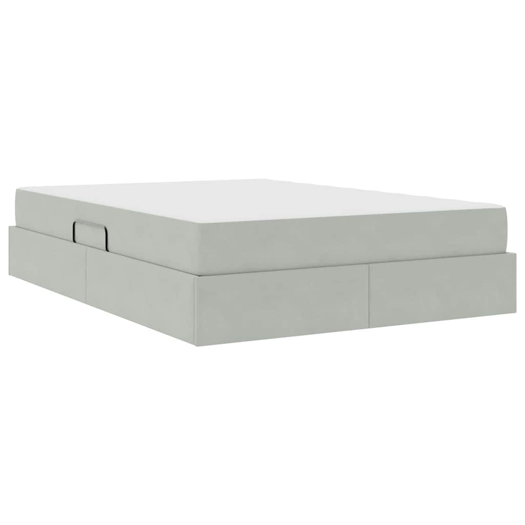 Letto con contenitore e materasso Grigio chiaro 140 x 190 cm | homemem39