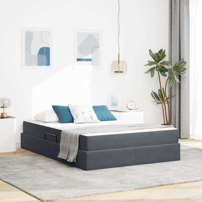 Letto con contenitore e materasso Grigio scuro 140 x 190 cm
