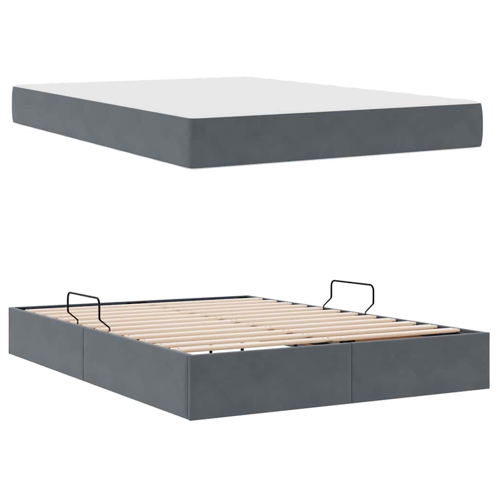Letto con contenitore e materasso Grigio scuro 140 x 190 cm | homemem39