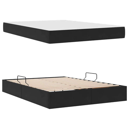 Letto con contenitore e materasso Nero 140 x 190 cm Velluto | homemem39