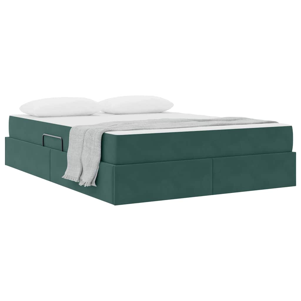 Letto con contenitore e materasso Verde Scuro 140 x 190 cm | homemem39