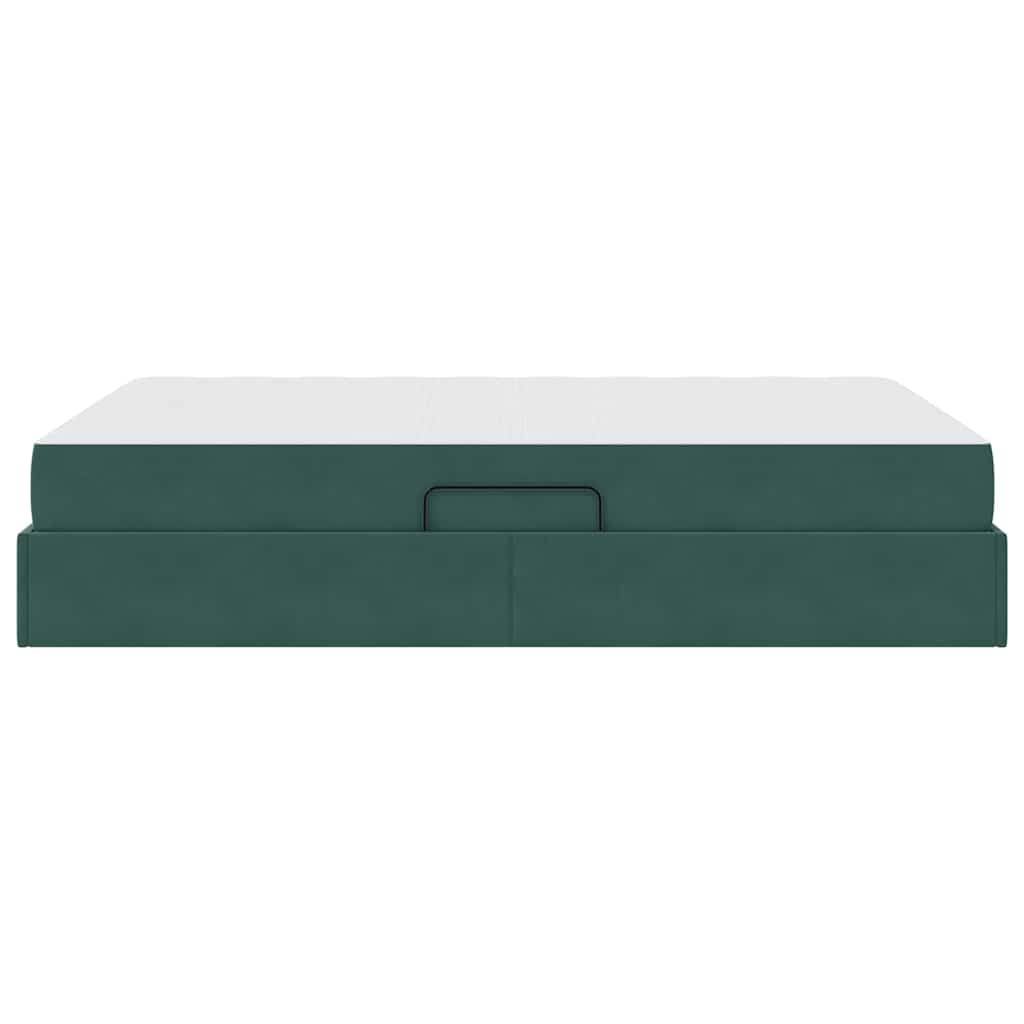 Letto con contenitore e materasso Verde Scuro 140 x 190 cm | homemem39