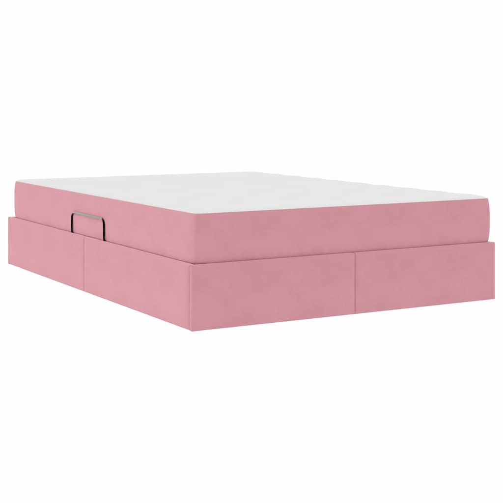 Letto con contenitore e materasso Rosa 140 x 190 cm Velluto | homemem39