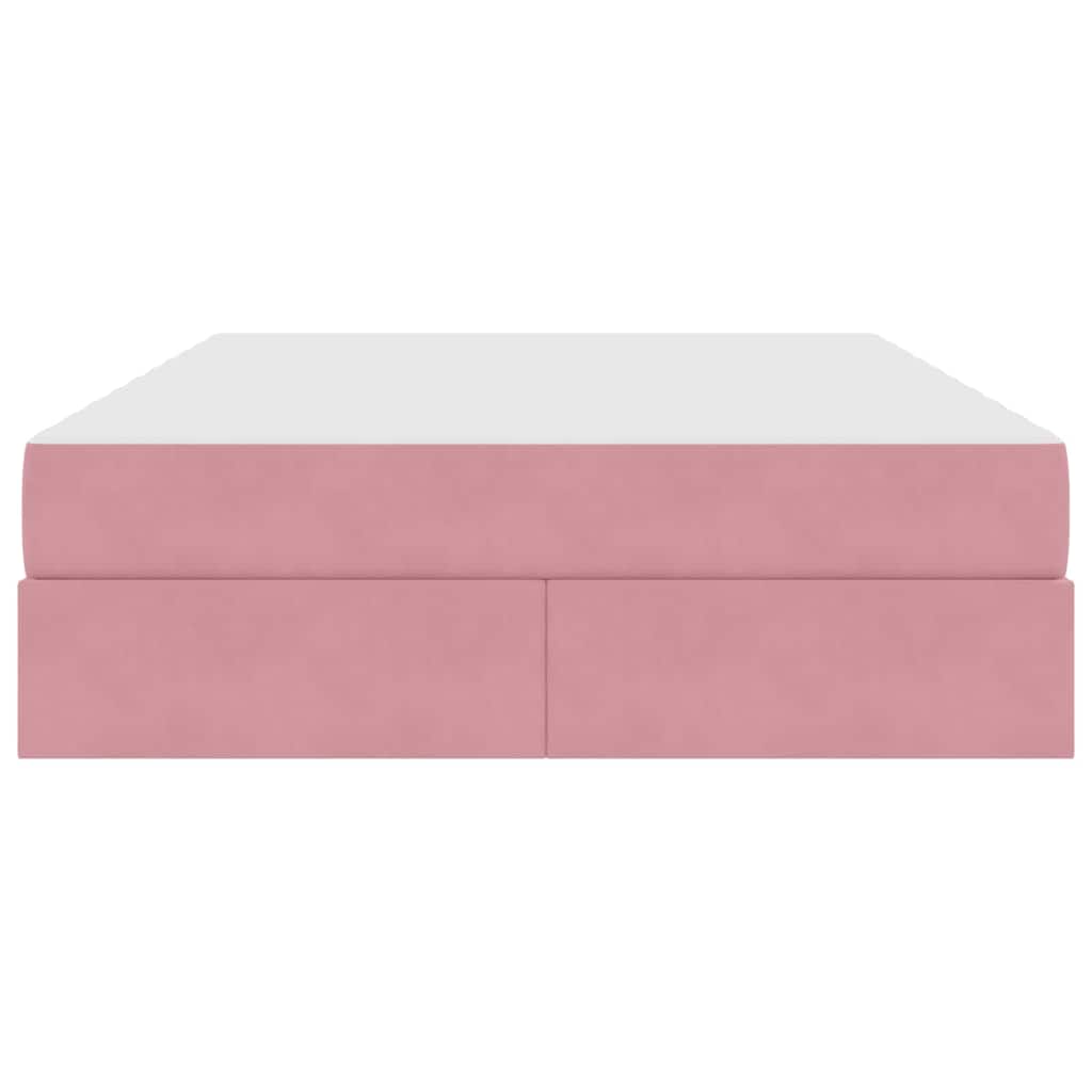 Letto con contenitore e materasso Rosa 140 x 190 cm Velluto | homemem39