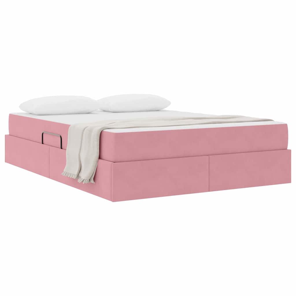 Letto con contenitore e materasso Rosa 140 x 190 cm Velluto | homemem39