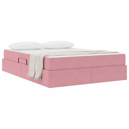 Letto con contenitore e materasso Rosa 140 x 190 cm Velluto | homemem39