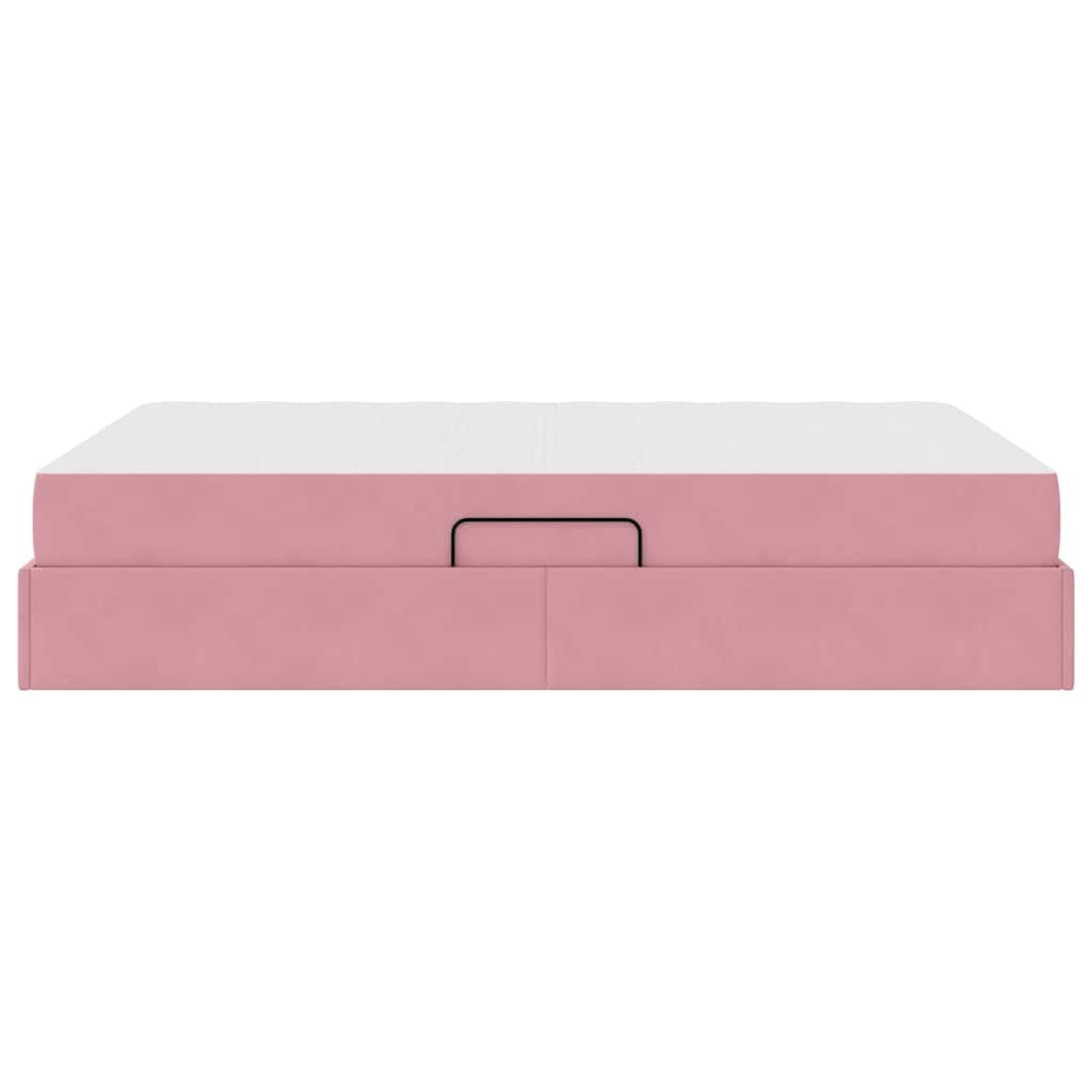 Letto con contenitore e materasso Rosa 140 x 190 cm Velluto | homemem39