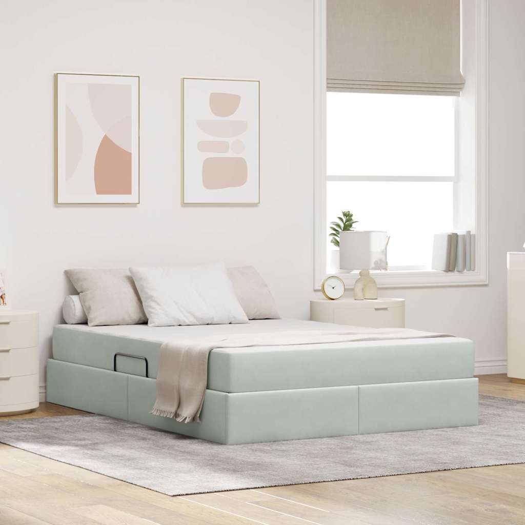 Letto con contenitore e materasso Grigio chiaro 140 x 200 cm | homemem39