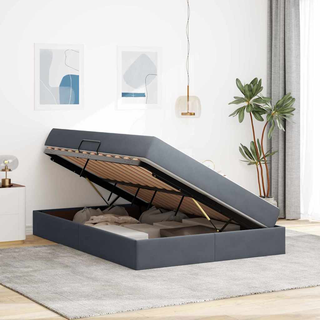 Letto con contenitore e materasso Grigio scuro 140 x 200 cm | homemem39
