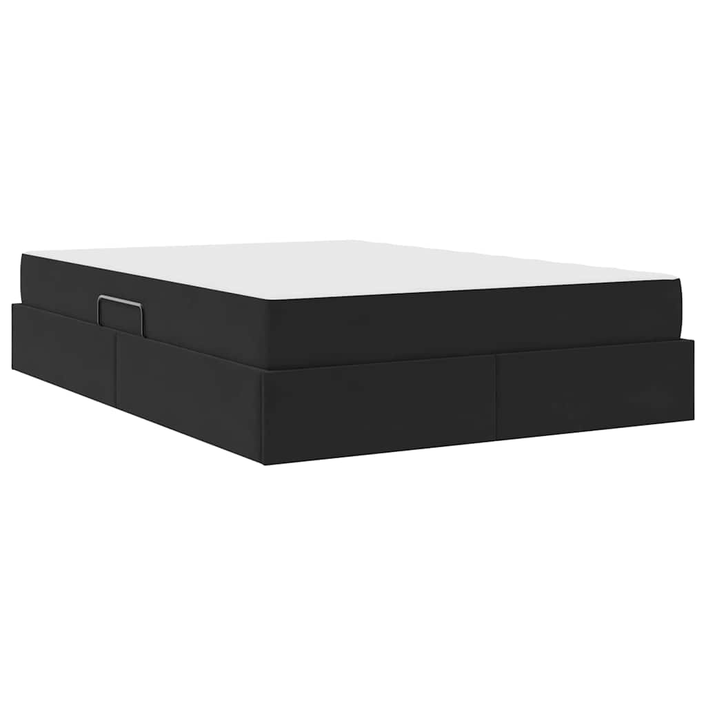 Letto con contenitore e materasso Nero 140 x 200 cm Velluto | homemem39