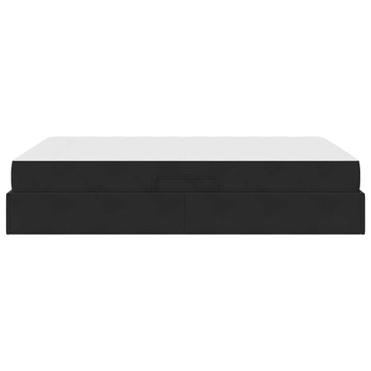Letto con contenitore e materasso Nero 140 x 200 cm Velluto | homemem39