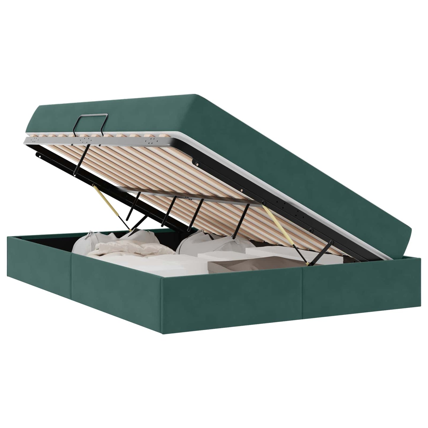 Letto con contenitore e materasso Verde Scuro 140 x 200 cm | homemem39