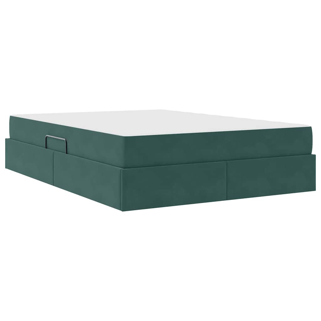 Letto con contenitore e materasso Verde Scuro 140 x 200 cm | homemem39