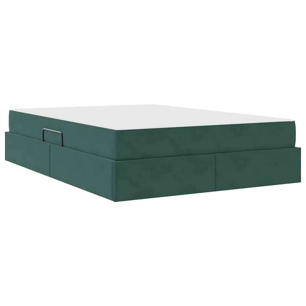 Letto con contenitore e materasso Verde Scuro 140 x 200 cm | homemem39