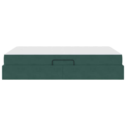 Letto con contenitore e materasso Verde Scuro 140 x 200 cm | homemem39