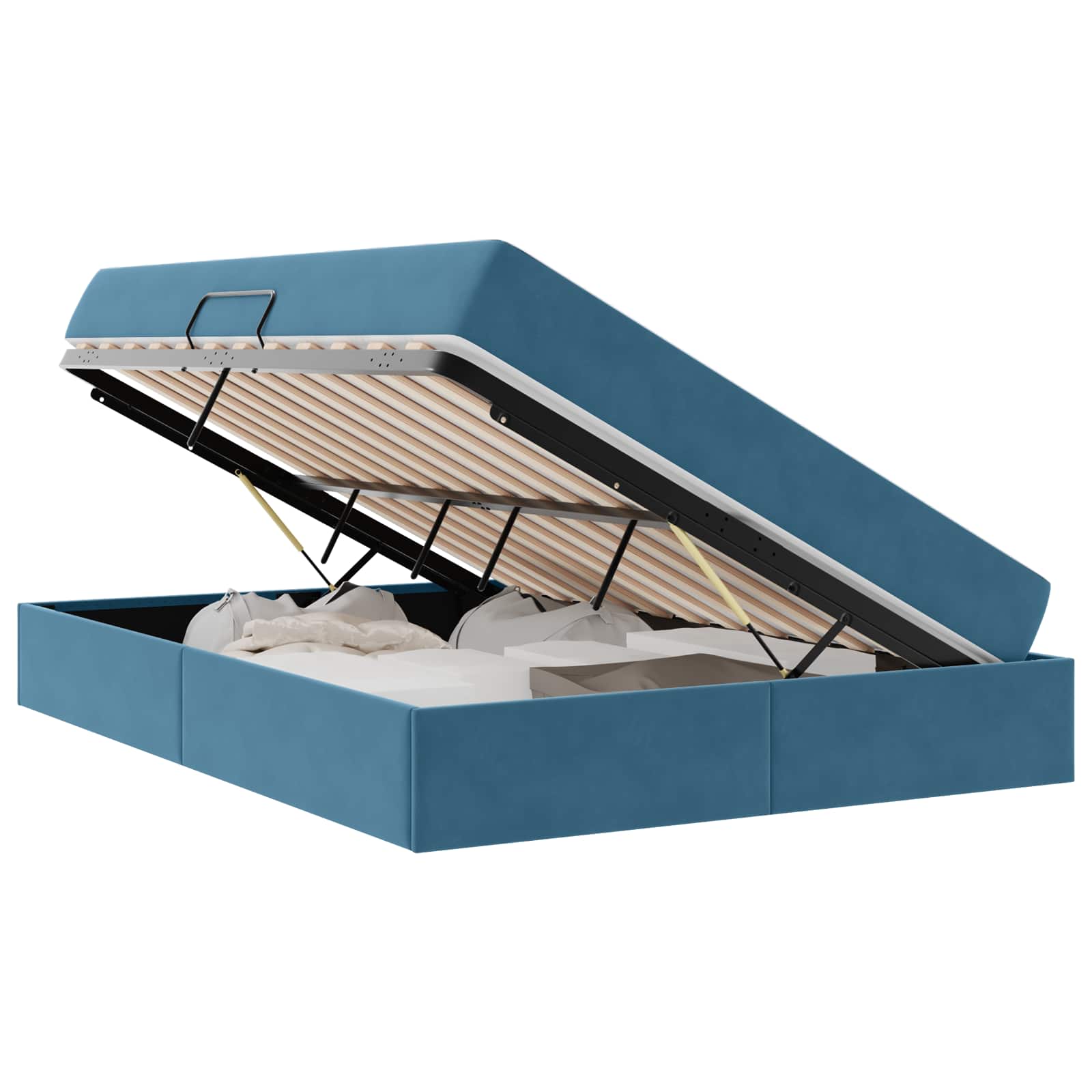 Letto con contenitore e materasso Blu Scuro 140 x 200 cm | homemem39