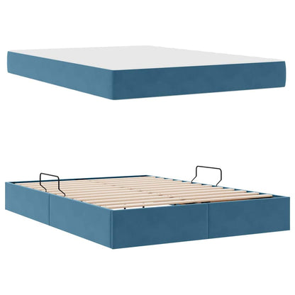 Letto con contenitore e materasso Blu Scuro 140 x 200 cm | homemem39