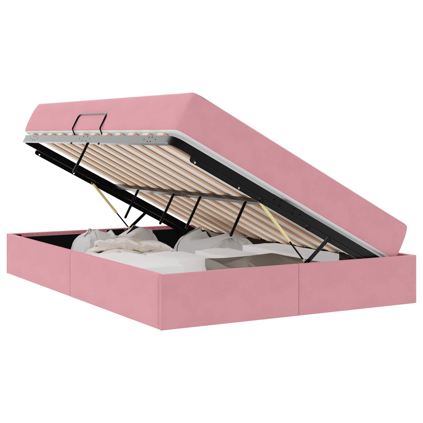 Letto con contenitore e materasso Rosa 140 x 200 cm Velluto | homemem39