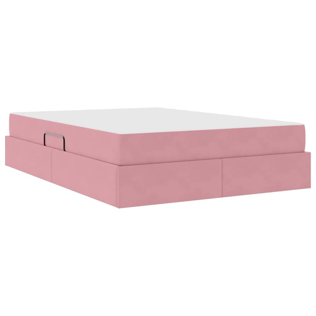 Letto con contenitore e materasso Rosa 140 x 200 cm Velluto | homemem39
