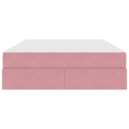 Letto con contenitore e materasso Rosa 140 x 200 cm Velluto | homemem39