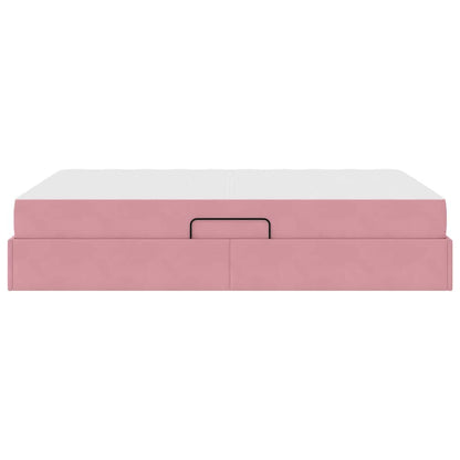 Letto con contenitore e materasso Rosa 140 x 200 cm Velluto | homemem39