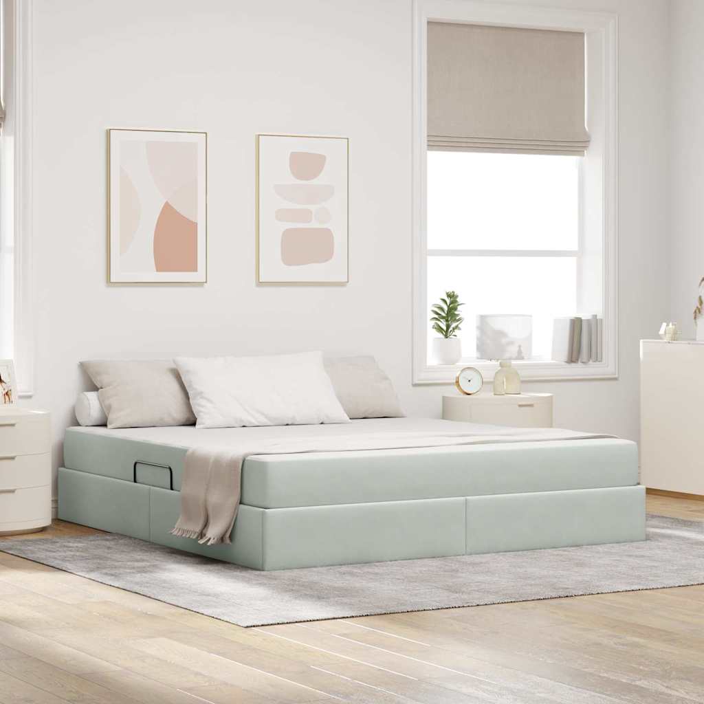 Letto con contenitore e materasso Grigio chiaro 160 x 200 cm | homemem39