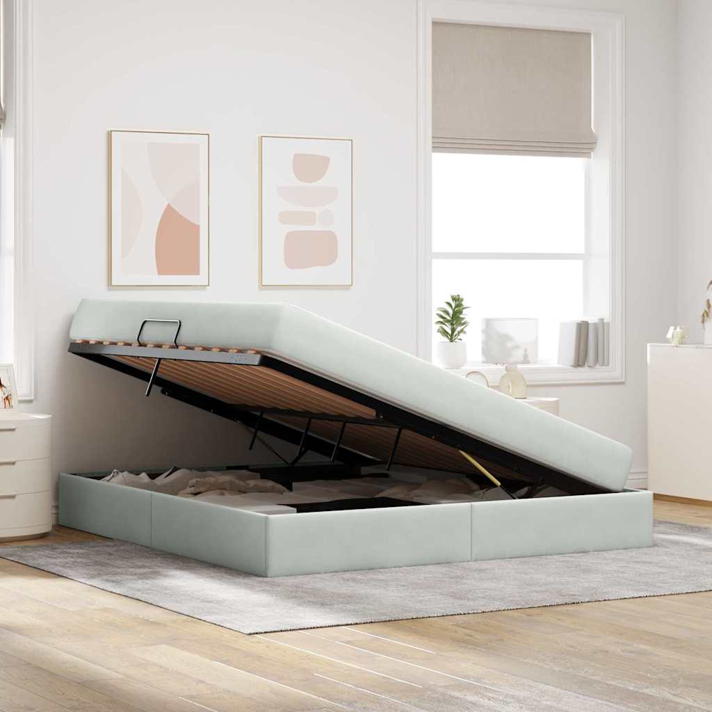 Letto con contenitore e materasso Grigio chiaro 160 x 200 cm | homemem39