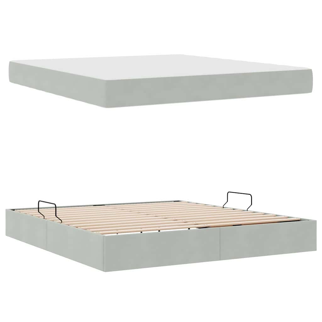 Letto con contenitore e materasso Grigio chiaro 160 x 200 cm | homemem39