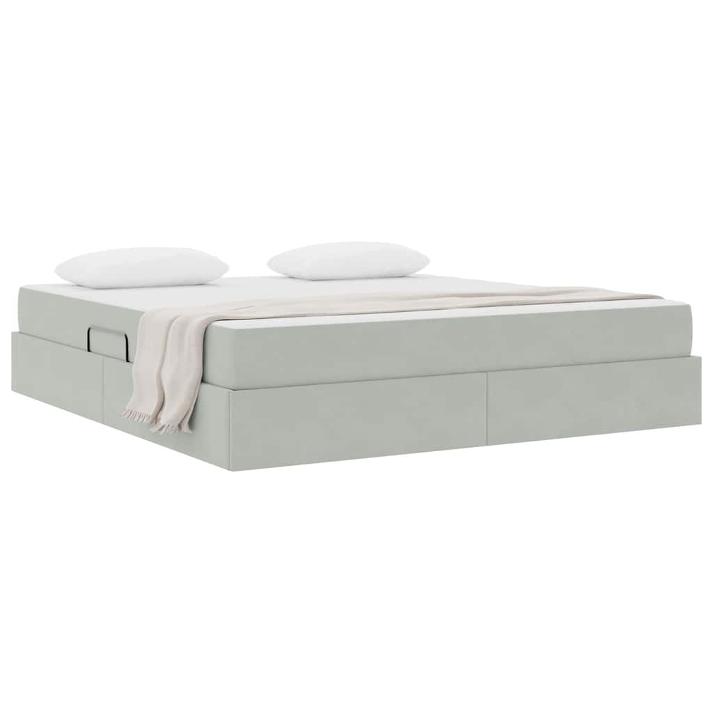 Letto con contenitore e materasso Grigio chiaro 160 x 200 cm | homemem39