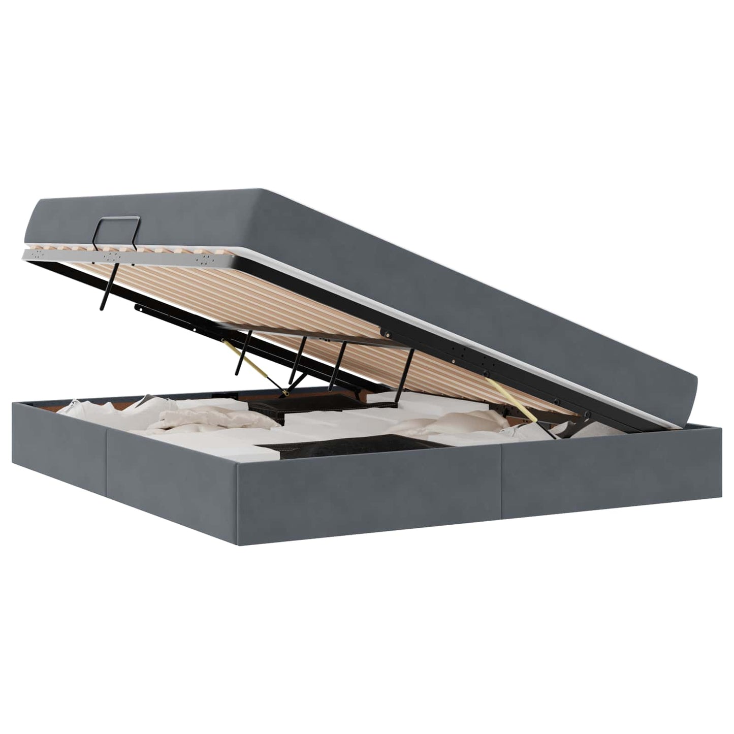 Letto con contenitore e materasso Grigio scuro 160 x 200 cm | homemem39