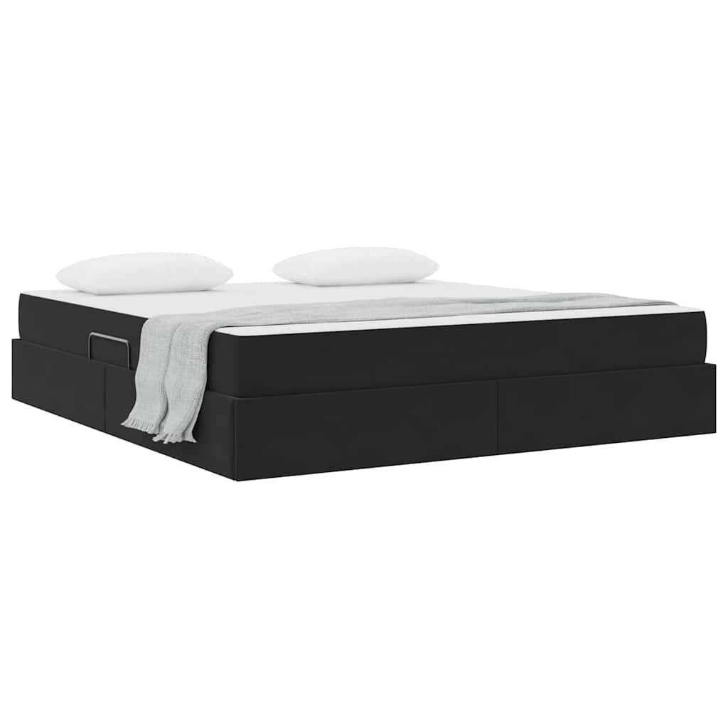 Letto con contenitore e materasso Nero 160 x 200 cm Velluto | homemem39
