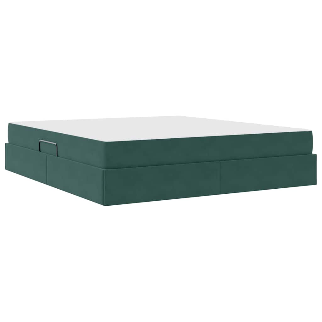 Letto con contenitore e materasso Verde Scuro 160 x 200 cm | homemem39
