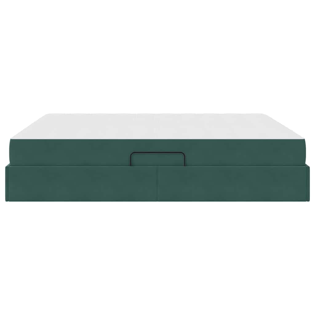Letto con contenitore e materasso Verde Scuro 160 x 200 cm | homemem39