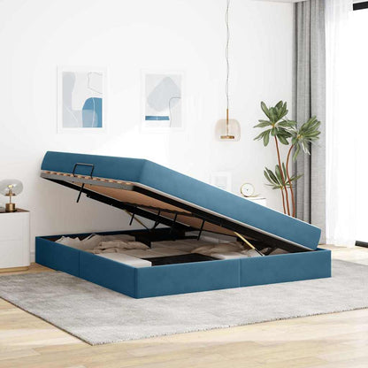 Letto con contenitore e materasso Blu Scuro 160 x 200 cm | homemem39