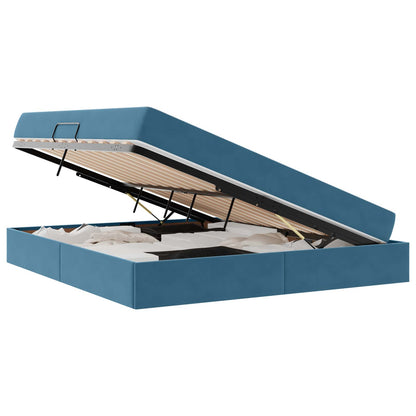 Letto con contenitore e materasso Blu Scuro 160 x 200 cm | homemem39