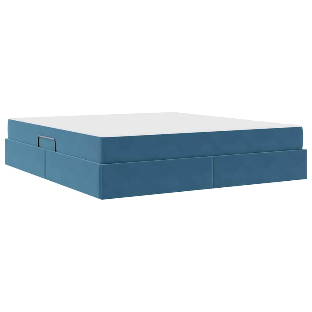 Letto con contenitore e materasso Blu Scuro 160 x 200 cm | homemem39