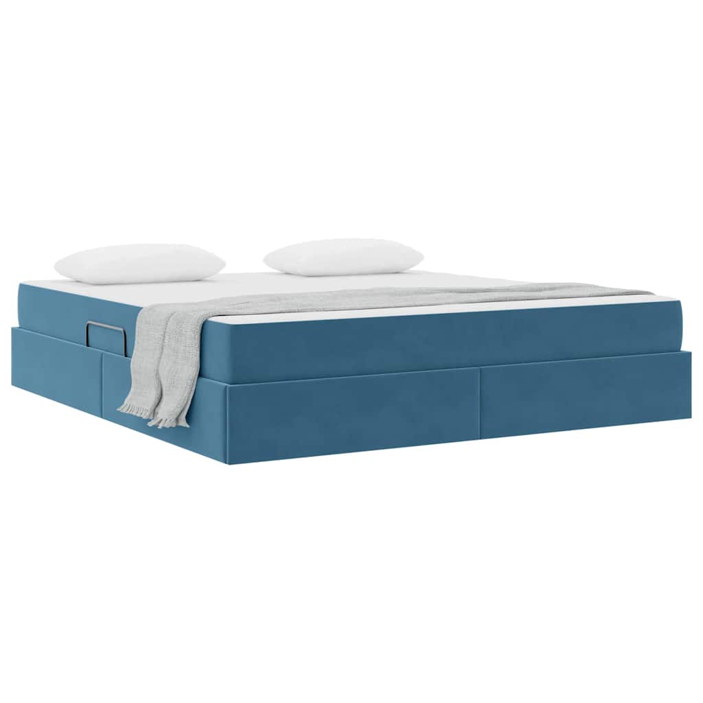 Letto con contenitore e materasso Blu Scuro 160 x 200 cm | homemem39
