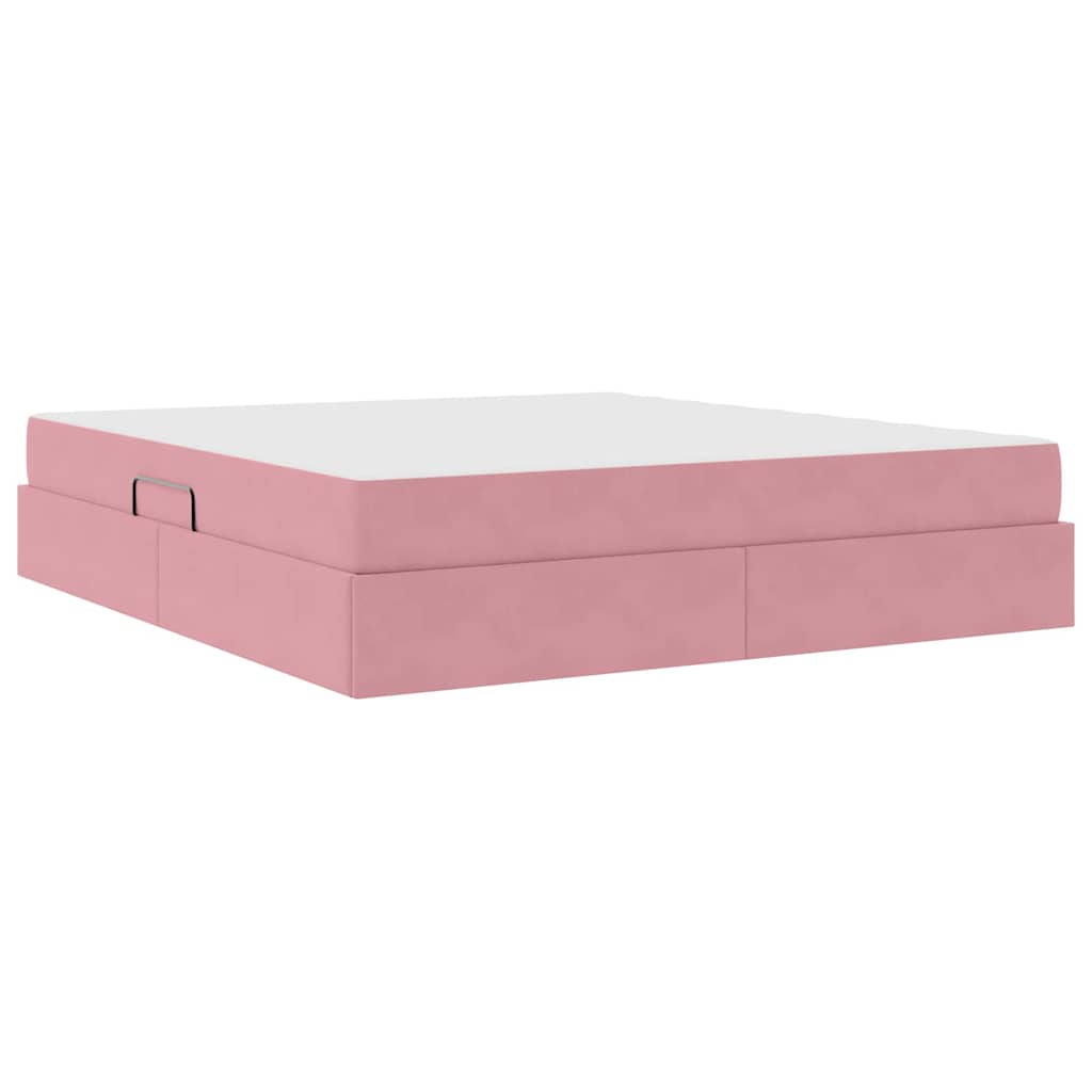 Letto con contenitore e materasso Rosa 160 x 200 cm Velluto | homemem39