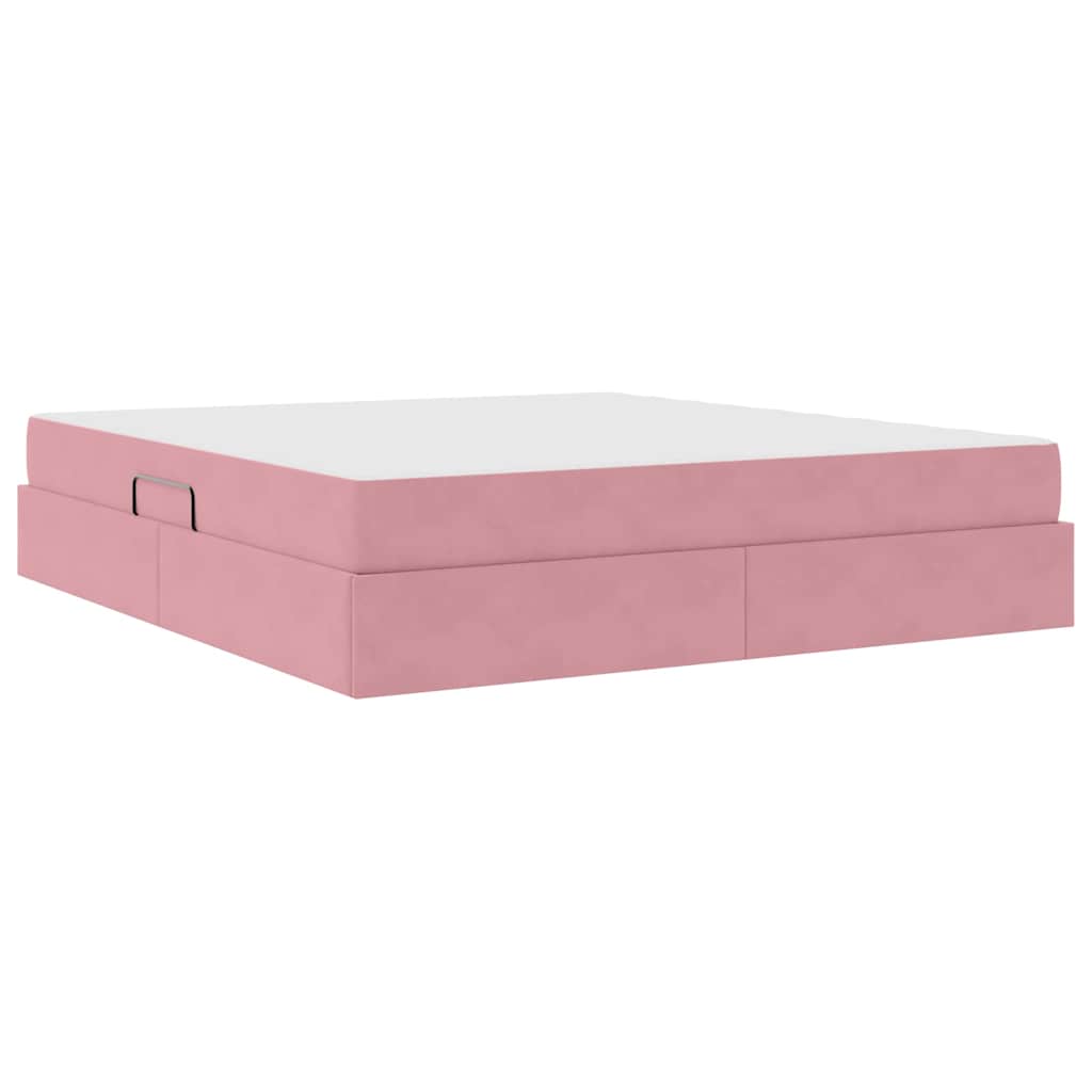 Letto con contenitore e materasso Rosa 160 x 200 cm Velluto | homemem39