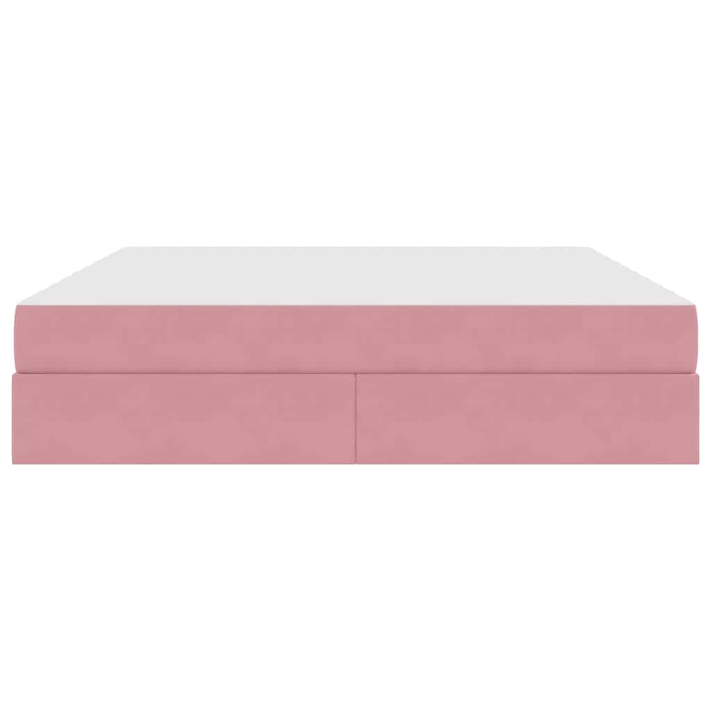 Letto con contenitore e materasso Rosa 160 x 200 cm Velluto | homemem39
