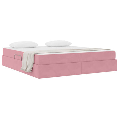 Letto con contenitore e materasso Rosa 160 x 200 cm Velluto | homemem39