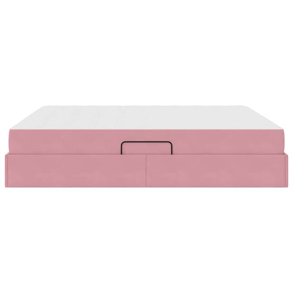 Letto con contenitore e materasso Rosa 160 x 200 cm Velluto | homemem39