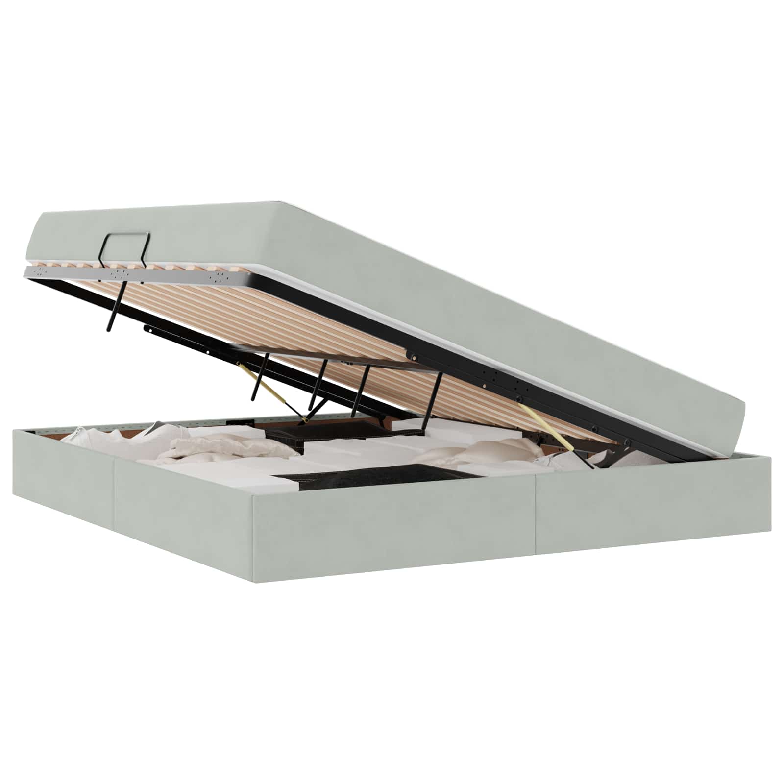 Letto con contenitore e materasso Grigio chiaro 180 x 200 cm | homemem39