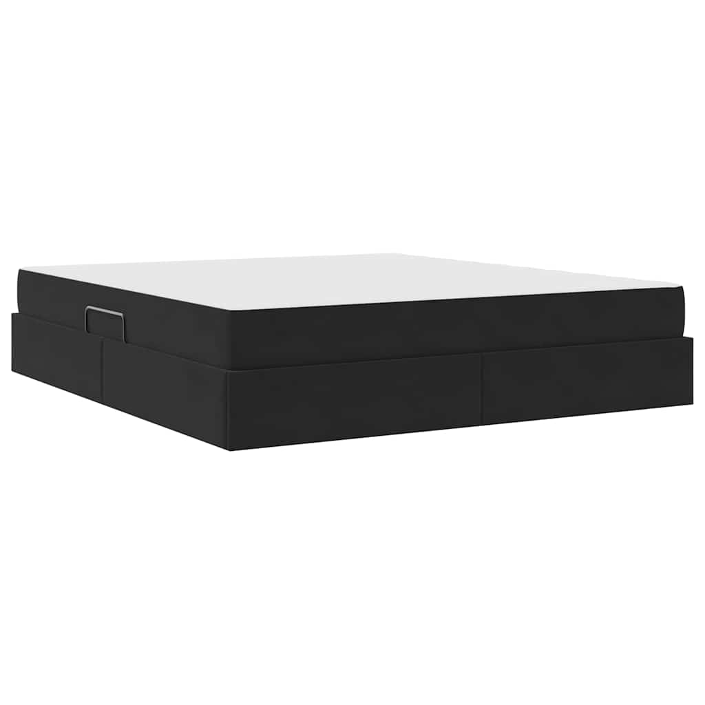 Letto con contenitore e materasso Nero 180 x 200 cm Velluto | homemem39