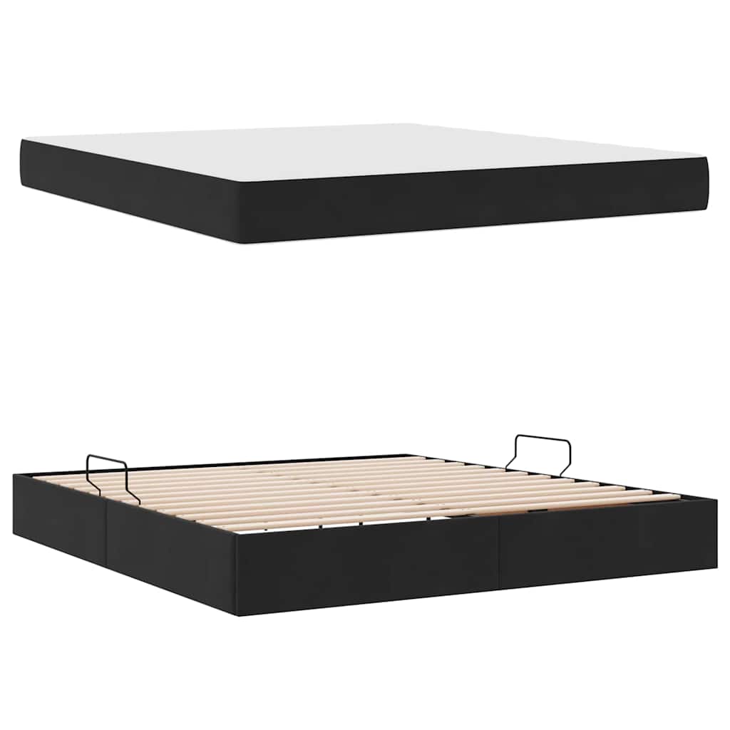 Letto con contenitore e materasso Nero 180 x 200 cm Velluto | homemem39