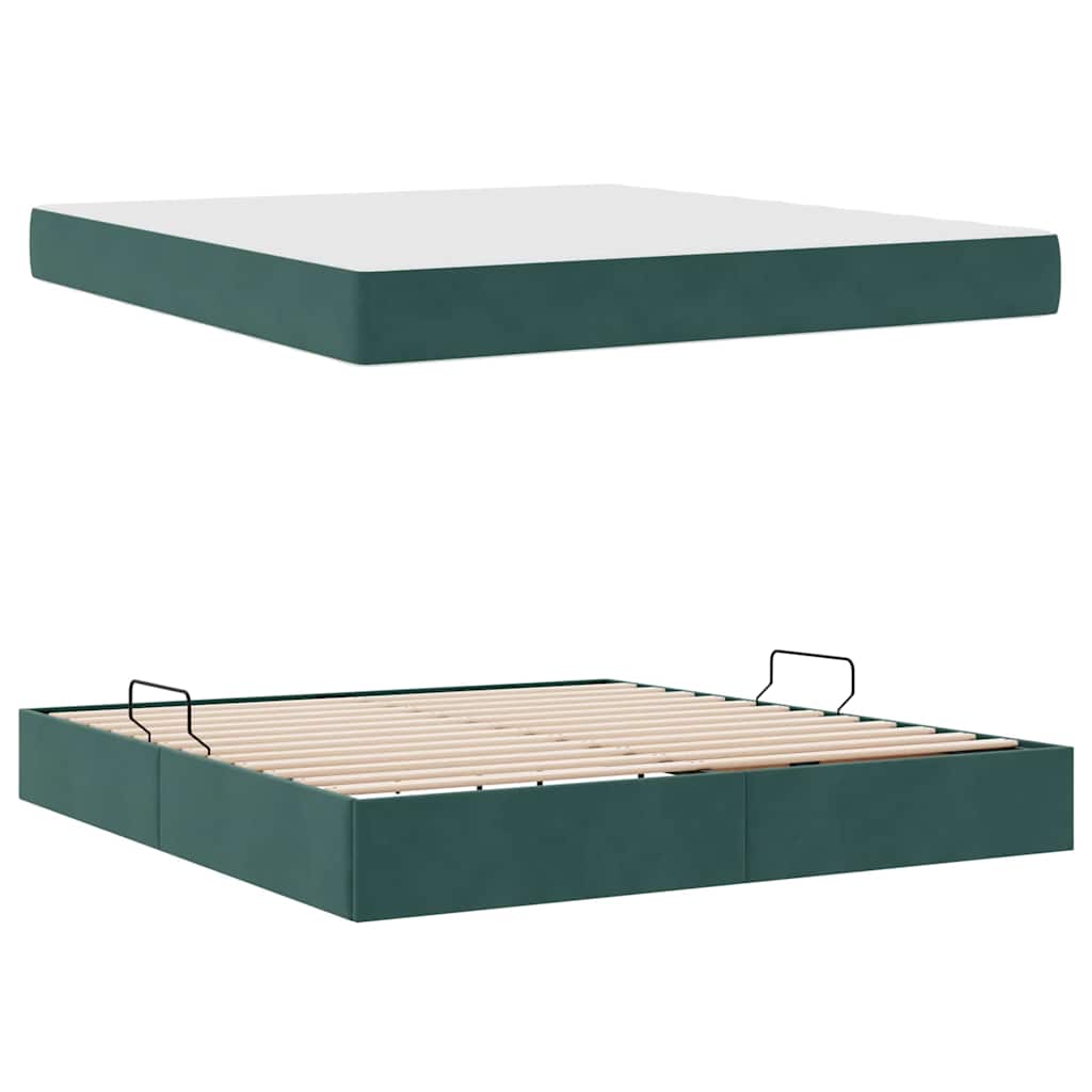 Letto con contenitore e materasso Verde Scuro 180 x 200 cm | homemem39