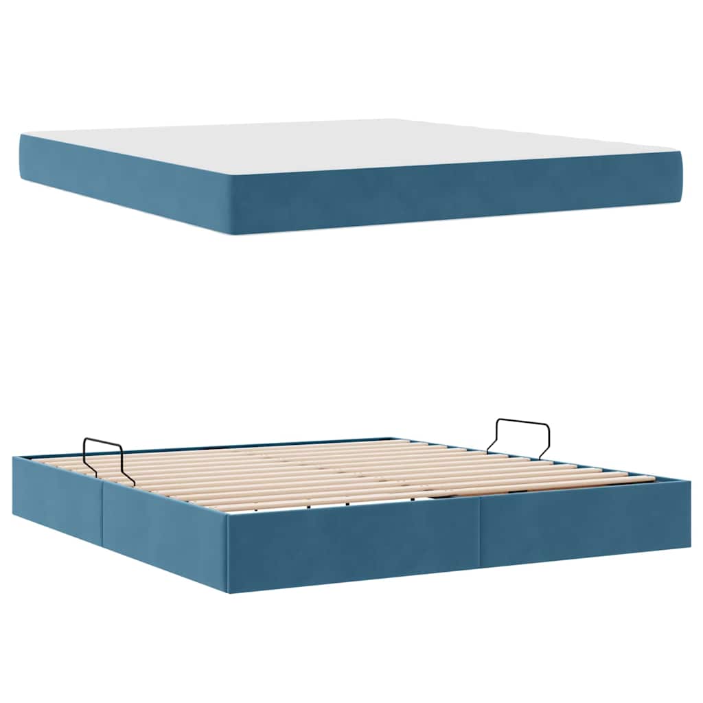 Letto con contenitore e materasso Blu Scuro 180 x 200 cm | homemem39