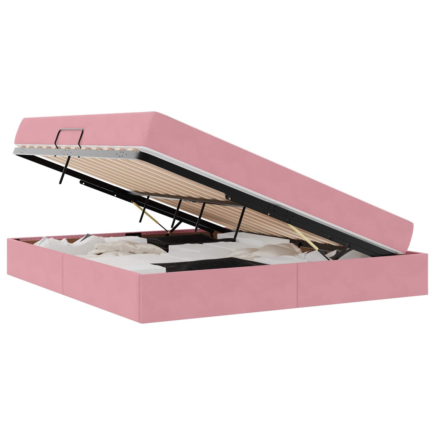 Letto con contenitore e materasso Rosa 180 x 200 cm Velluto | homemem39